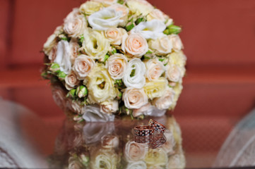 Wedding bouquet of pink and white  roses