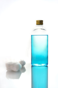 Isopropyl Alcohol Bottle And Cotton Wool