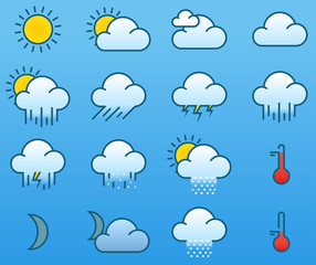 Obraz premium Minimalistic color weather icons