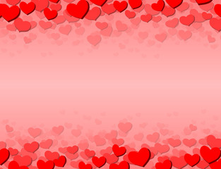 Valentines Day card with scattered hearts