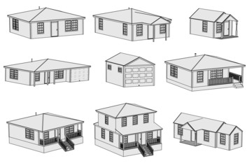 cartoon image of US houses