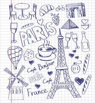 vector hand drawn paris illustration