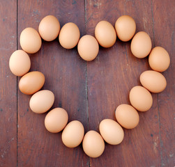 eggs, heart shape