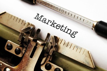 Marketing text on typewriter
