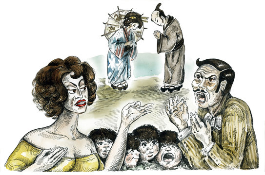Family quarrel comic illustration