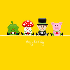 Cloverleaf, Fly Agaric, Chimney Sweeper & Pig Gifts Yellow