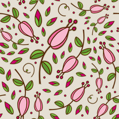 Seamless Doodle Floral Pattern