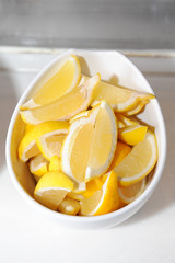 Lemons in white bowl