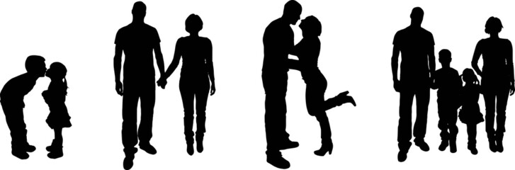 vector silhouette family