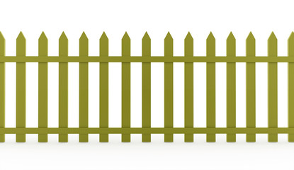 Green vintage fence rendered on white