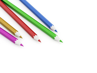 Obraz premium Many colored pencils rendered on white
