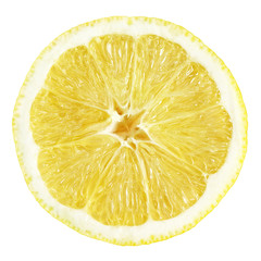 Slice of lemon fruit isolated on white with clipping path