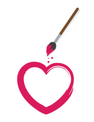 Heart outline painted with paintbrush