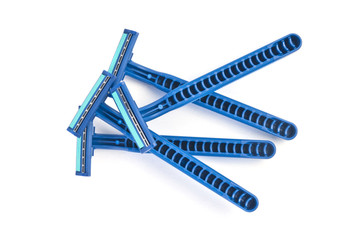 Few razor blades on white background
