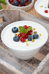 natural yogurt with fresh berries and mint