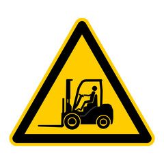 wso17 WarnSchildOrange - english warning sign: warning forklift traffic - German Warnschild: Warnung vor Flurförderzeugen - Achtung Gabelstapler - g426