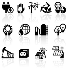 Electricity vector icon set