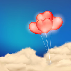 Fototapeta na wymiar Heart Balloon in Cloudscape