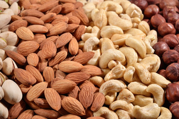 Assorted nuts background