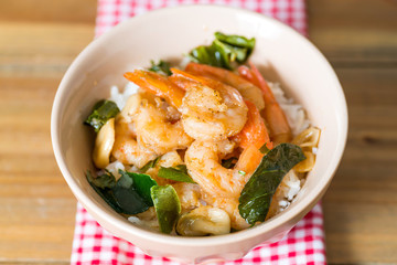 delicious asian fried shrimp and rice
