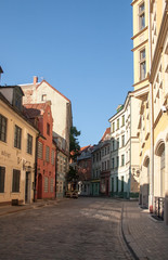 Fototapeta na wymiar Street of the old town of Riga, Latvia