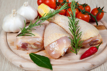 uncooked chicken thigh -raw - chicken with vegetables