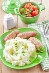 Mashed potato with sausages
