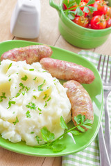 Mashed potato with sausages