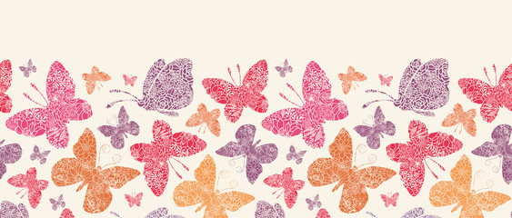 Vector floral butterflies horizontal seamless pattern background