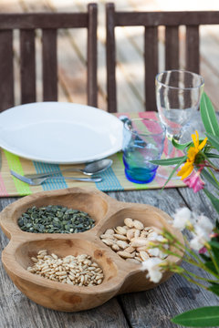 Table setting in summer holiday house