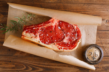 raw beef Rib bone  steak