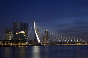 Fototapeta na wymiar Erasmus Bridge in Rotterdam on the Nieuve-Maas River