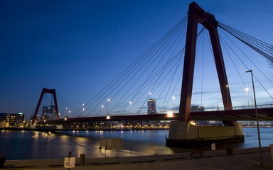 Willemsbrug Bridge in Rotterdam on the Nieuve-Maas River