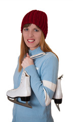 ice skating - Junge Frau mit Schlittschuhen
