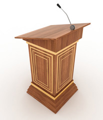 Podium and microphone. 3d illustration isolated on white