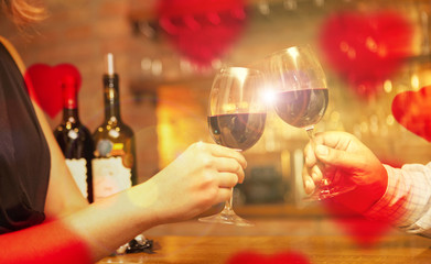 Valentine's Day concept with wine and glasses