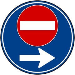 CARTELLO DIVIETO TRANSITO SVOLTA BIDIREZIONALE