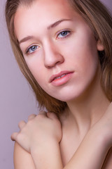 Fototapeta premium Studio beauty portrait of a beautiful young woman