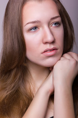 Obraz premium Studio beauty portrait of a beautiful young woman