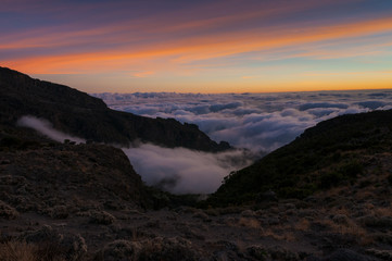 Sunset looking down Barranco Valley Kilimanjaro