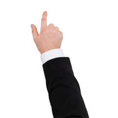 close up of businessman pointing to something