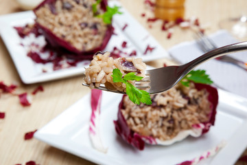 risotto with cicory, radicchio