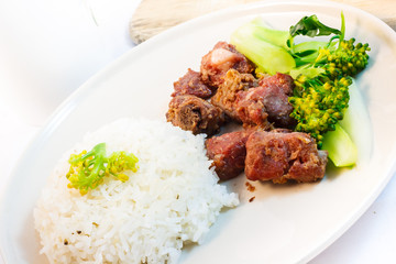 fried pork with jasmine rice