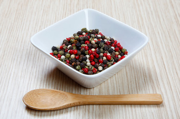 Red, white and black pepper