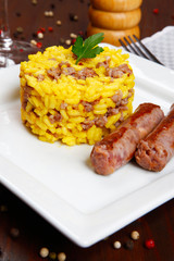 risotto with sausages and saffron