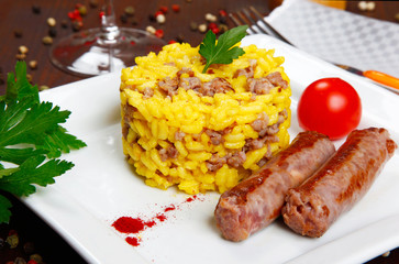 risotto with sausages and saffron