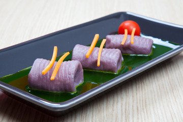 Potato dumplings with red wine - vitelotte -