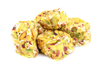 Tasty oriental sweets (Turkish delight), isolated on white