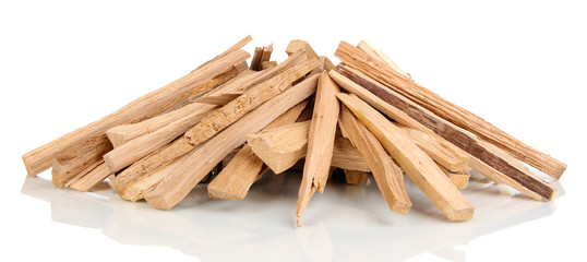 Stack of firewood isolated on white