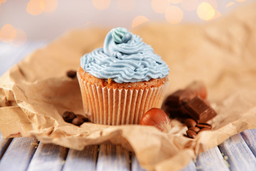 Tasty cupcake with butter cream,